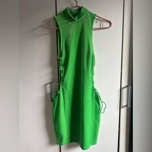 Neon Green size small halter dress with side cut-outs
